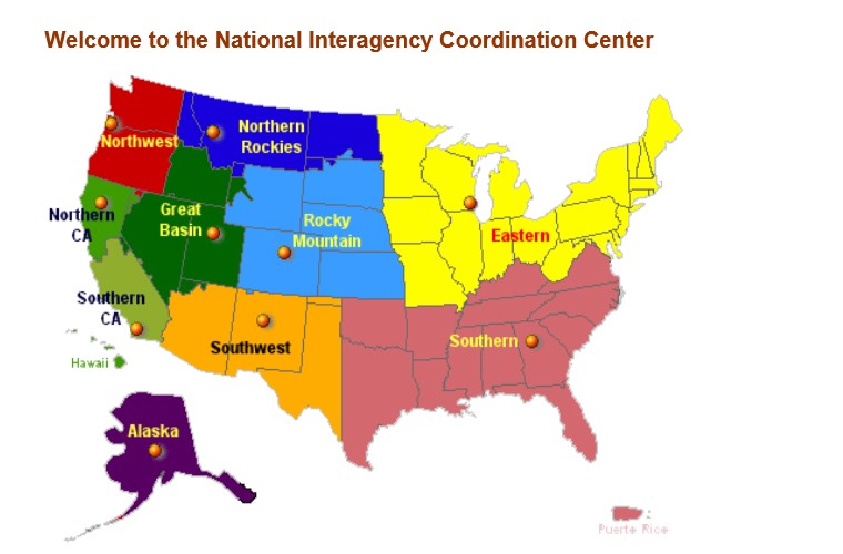 Geographic Areas and Coordination Centers Map