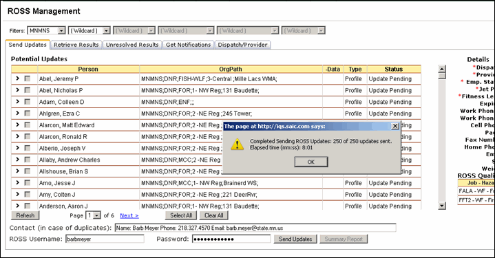 Send Updates Completed Processing Message