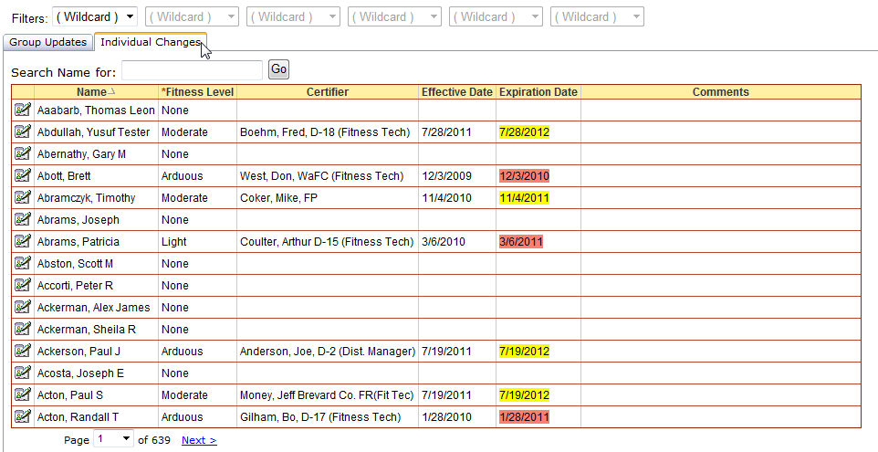 Post Fitness - Individual Changes