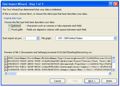 Text Import Wizard - Delimited