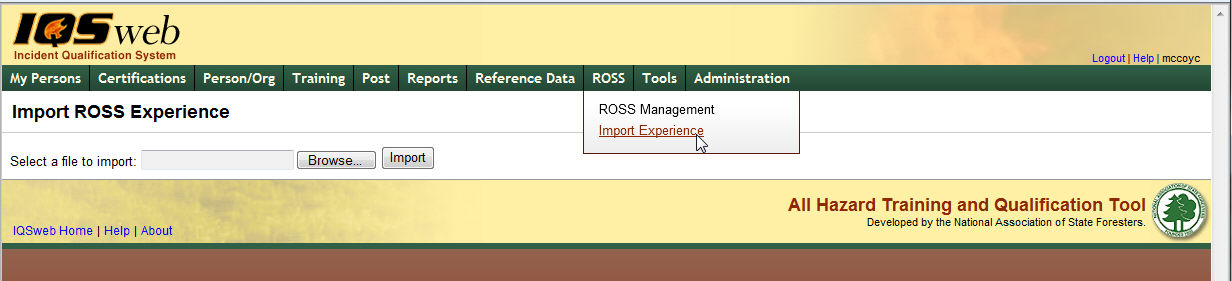 Import ROSS Experience